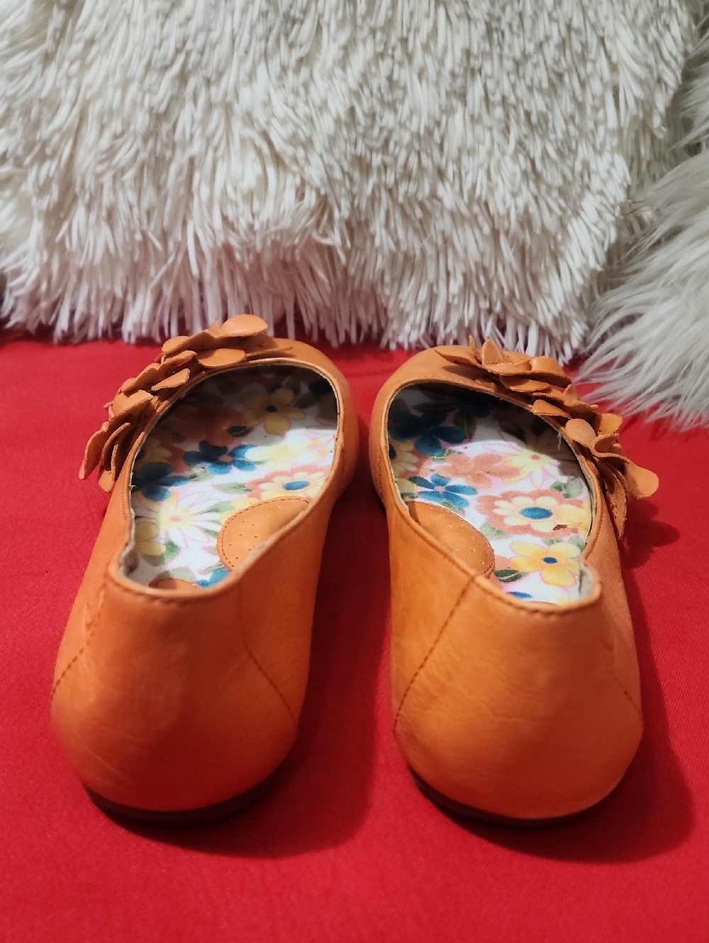 Born Gemma Women's Orange Floral-Bed Insole Ballet Flats - Picture 4 of 11